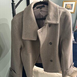 Zara double breasted short tan wool coat